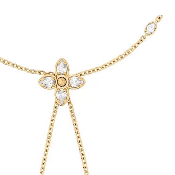Louis Vuitton Silver Flower Necklace with Diamonds